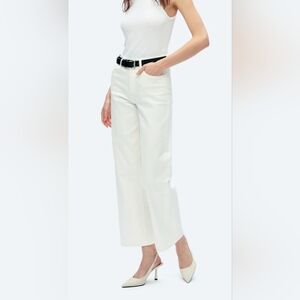 1822 Women's Petite White Smoke High Rise Ankle Straight Wide Leg Jeans 14P/32P